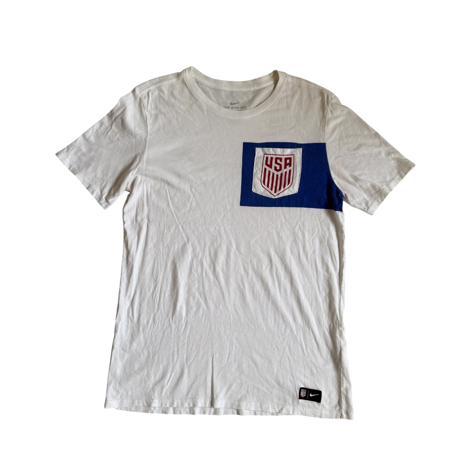 Nike Team USA T-Shirt White Swoosh Training Tee Running Gym Pocket Tee