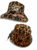 Ed Hardy Y2K Leopard Print Faux Fur Bucket Hat