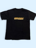 Vintage Stussy Black Gold Striped 3D Logo T-shirt