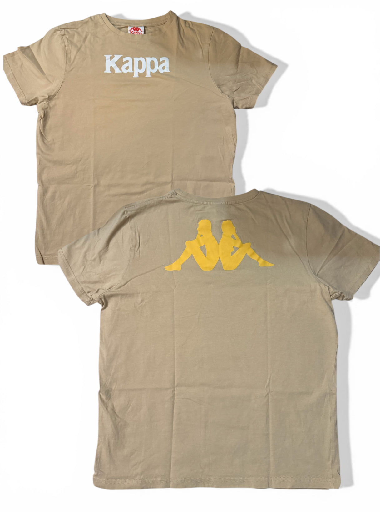 Kappa Shirt Tan Khaki Omini Logo Graphic Short Sleeve Tee Crewneck