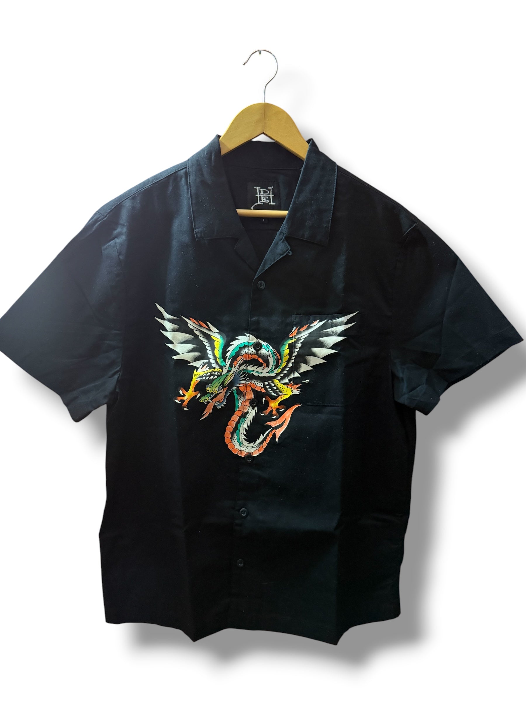Ed Hardy Black Button Down Size Large