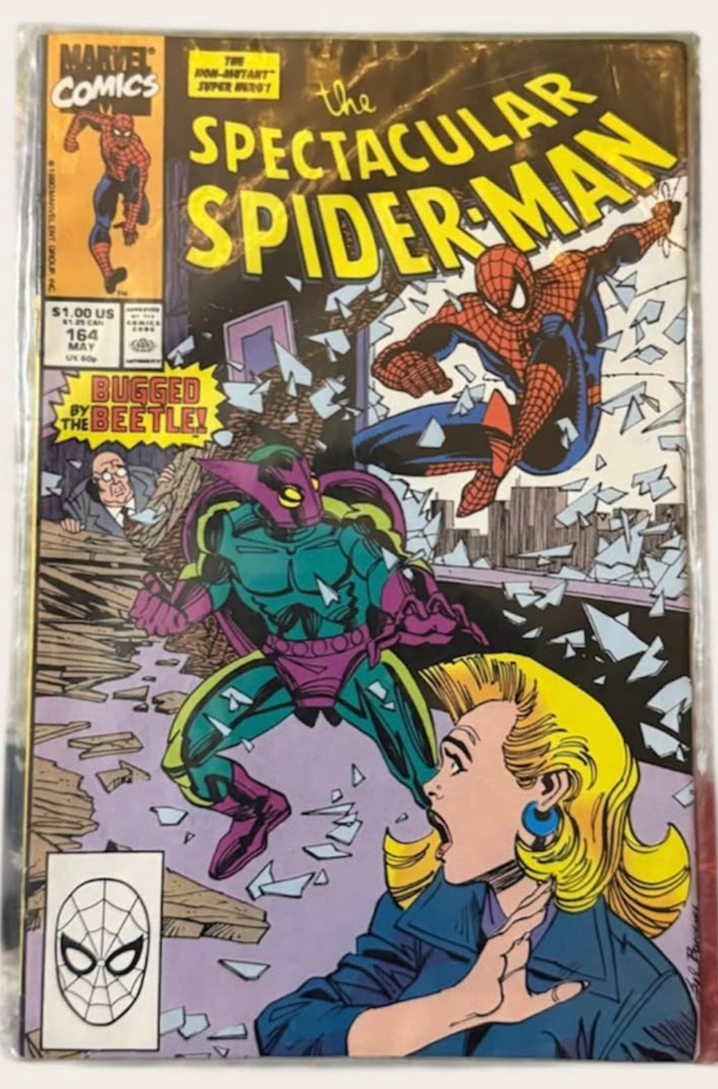 SPECTACULAR SPIDER-MAN #164 (Marvel,1976-1998) VF/+ The Beetle